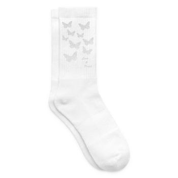 Schmetterlinge Love & Peace Muster - Tennissocken - Weiß - Rechts