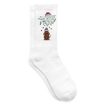 Hündchen unterm Mistelzweig - Tennissocken - Weiß - Rechts