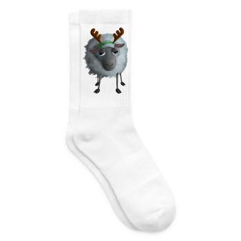 Schaf mit Rentiergeweih - Genervt zu Weihnachten - Tennissocken - Weiß - Rechts