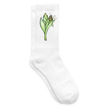Aquarell-Maispflanzenillustration - Tennissocken - Weiß - Rechts