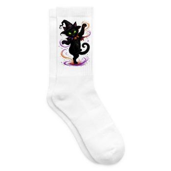 Halloween black cat dancing - Tennissocken - Weiß - Rechts