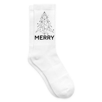 MERRY Chrismas - Weihnachtsbaum Minimalistisch - Tennissocken - Weiß - Rechts