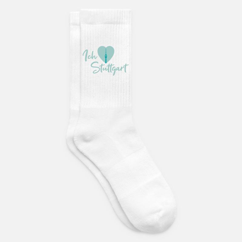 Ich liebe Stuttgart - Schriftzug - Tennissocken - Weiß
