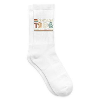 1986 Vintage Retro Geburtstagsgeschenk - Tennissocken - Weiß - Rechts