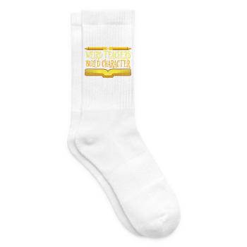 Weird Teachers Build Character Lustige Lehrer Logo - Tennissocken - Weiß - Rechts