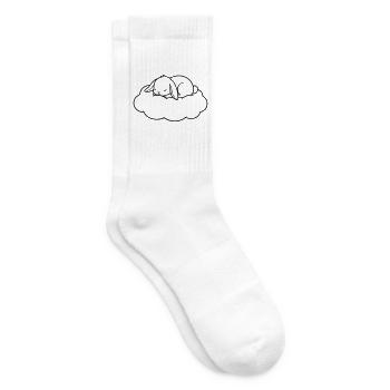 Sleeping Bunny Cloud Outline Vector - Tennis socks - white - Right