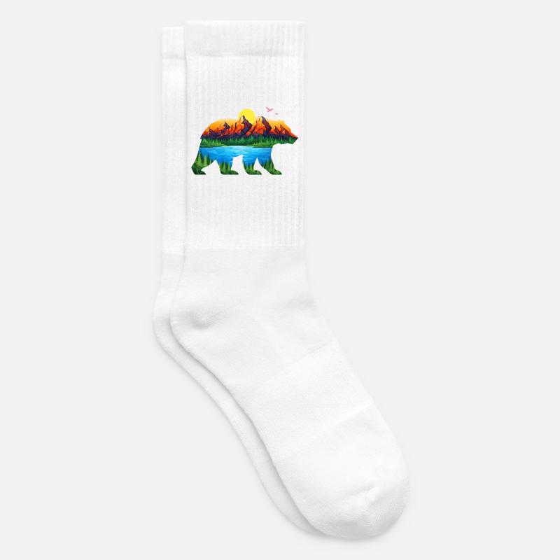 Geometrischer Bergbär Landschaft - Tennissocken - Weiß