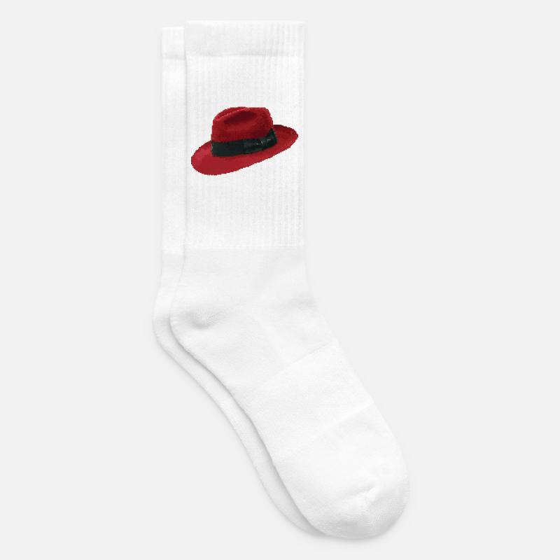 Retro Pixel Art Red Fedora Hat - Tennis socks - white