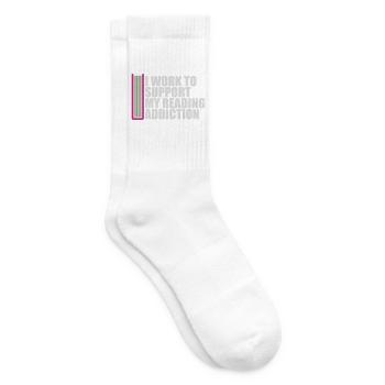 I Work To Support My Reading Addiction Books Logo - Tennis socks - white - Right
