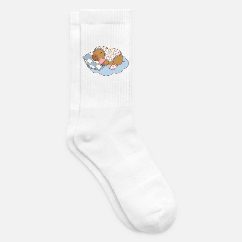 Dreamy Capybara on a Cloud - Baby Gift - Tennis socks - white
