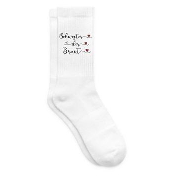 Schwester der Braut niedliches Design mit Herz - Tennissocken - Weiß - Rechts