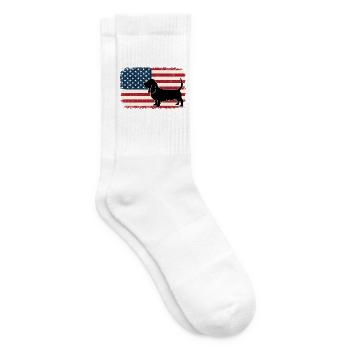 Basset Hound, drapeau américain - Papa de la mère de chien patriote - Chaussettes de tennis - blanc - Droite