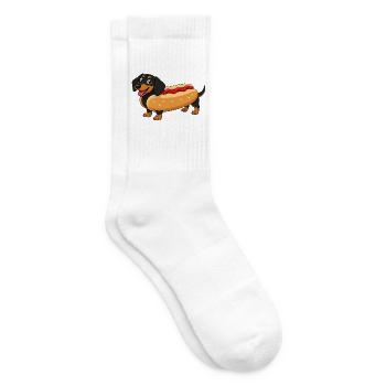 Dackel als Hotdog - Tennissocken - Weiß - Rechts
