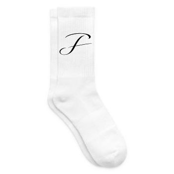 Name mit F Initiale für Felix Fabian Friedrich - Tennissocken - Weiß - Rechts