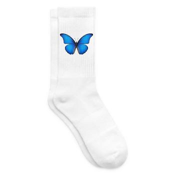 Azurblaue Schmetterlingsflügel - Tennissocken - Weiß - Rechts