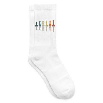 Retro Schach Grafik Schachfiguren Schachspieler - Tennissocken - Weiß - Rechts
