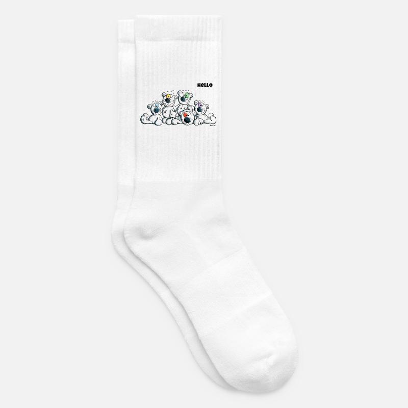 Hello Teddys - Polar Bear - Bears - Comic - Tennis socks - white