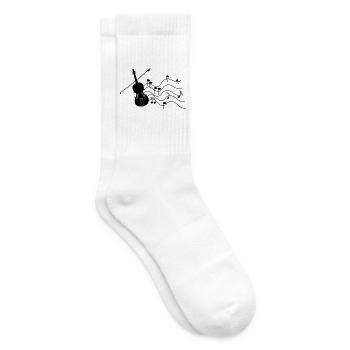 Violine mit Noten - Tennissocken - Weiß - Rechts