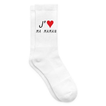 J'aime ma maman - Fête des Mères - Chaussettes de tennis - blanc - Droite
