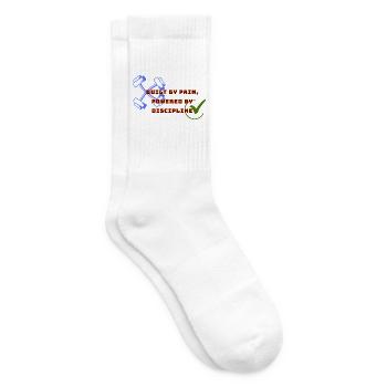 Gebaut von Schmerz, angetrieben von Disziplin - Tennissocken - Weiß - Rechts