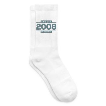 Limited Edition August 2008 Geburtstag Geschenk - Tennissocken - Weiß - Rechts
