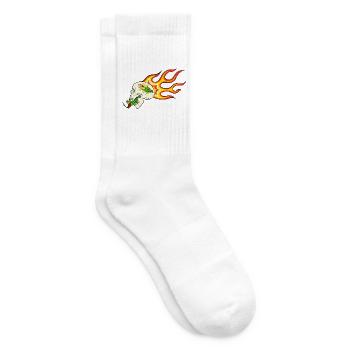 Retro Biker Motif – Flame Dragon & Snake - Tennis socks - white - Right