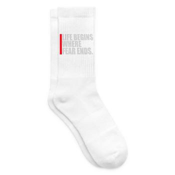 La vie commence là où la peur s’arrête Citation motivationnelle Logo - Chaussettes de tennis - blanc - Droite