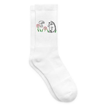 Igel mit Pilz, schönes Design für Naturliebhaber - Tennissocken - Weiß - Rechts