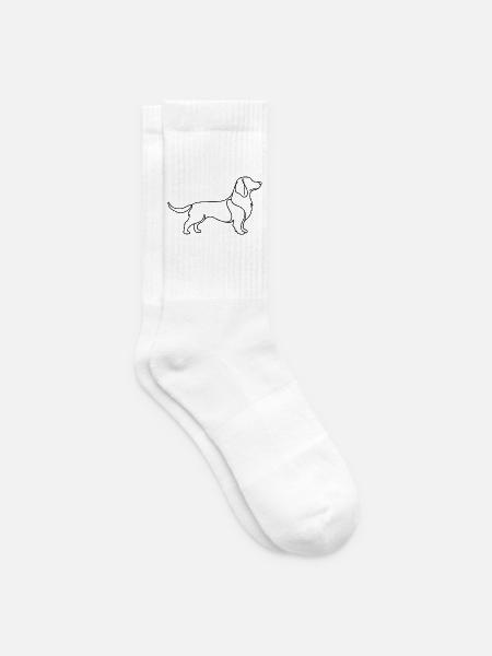 Dackel Lineart – Minimalistisches Hundemotiv - Tennissocken - Weiß