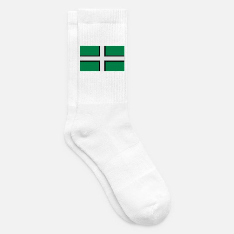 Saint Petroc's Flag - Flag of Devon - Tennis socks - white