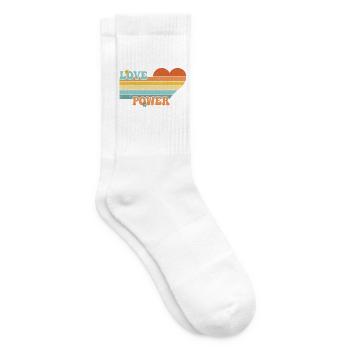 Love Power - Cœur d’amour rétro des années 60 et 70 - Chaussettes de tennis - blanc - Droite