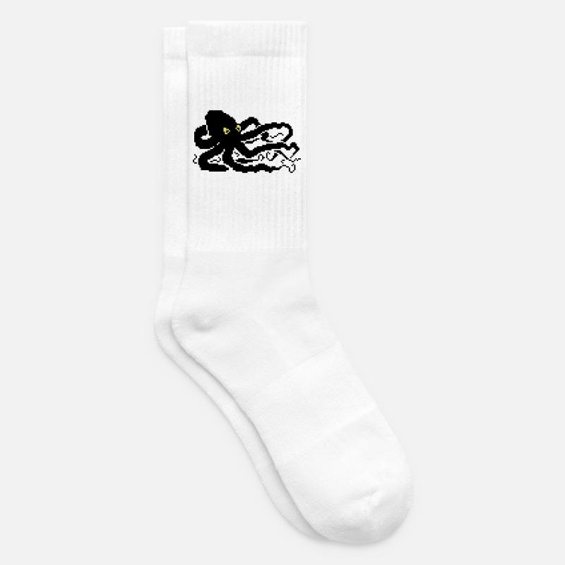 8bit pixel octopus - Tennissocken - Weiß