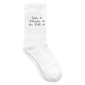 Beste Schwester der Welt Herz Geschenk - Tennissocken - Weiß - Rechts