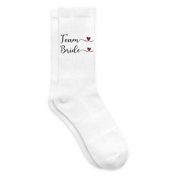 Team Bride cute handwritten Typography with a Hear - Tennis socks - white - Right