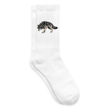 Wolf Illustration - Tennis socks - white - Right