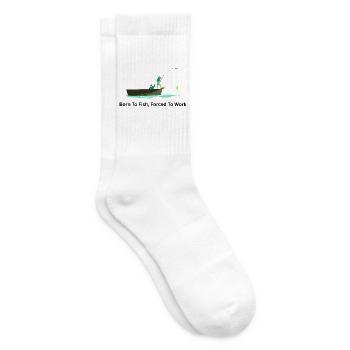Born To Fish Forced To Work – Angler - Tennis socks - white - Right