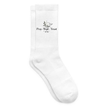 Beten Warten Vertrauen – Christlicher Spruch - Tennissocken - Weiß - Rechts
