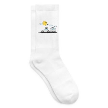 Wohnwagen Auto mit Anhänger - Tennissocken - Weiß - Rechts