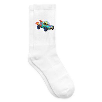 Alien Raketenrennwagen Cartoon - Tennissocken - Weiß - Rechts
