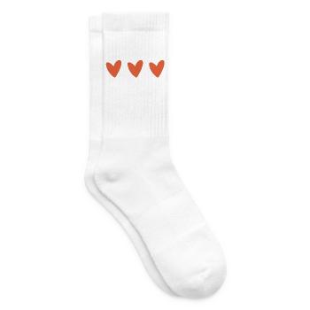 Drei Herzen Boho Minimalistisch Damen T-Shirt - Tennissocken - Weiß - Rechts