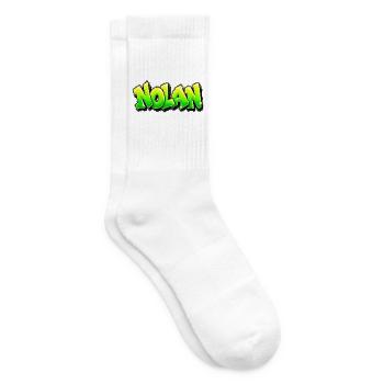 NOLAN in Graffiti: der Name, der alles auseinanderreißt! - Tennissocken - Weiß - Rechts