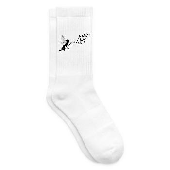Schmetterlingdesign Pusteblumen Wiese Herzen Feen - Tennissocken - Weiß - Rechts