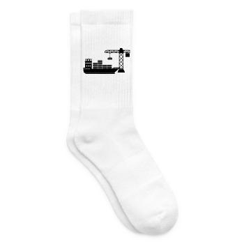 Sea container boat with crane unloading - Tennis socks - white - Right