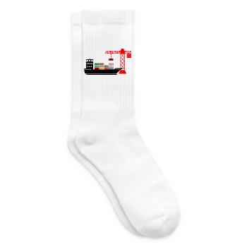 Seecontainerboot mit Kran Entladung 2 - Tennissocken - Weiß - Rechts