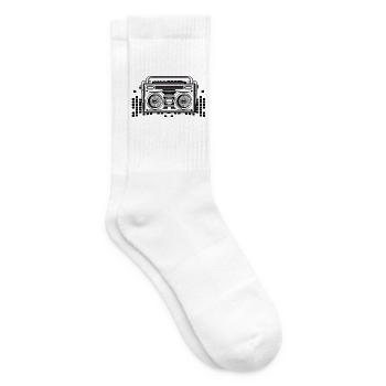 Kassetten Recorder im 80er Stencil Look - Tennissocken - Weiß - Rechts