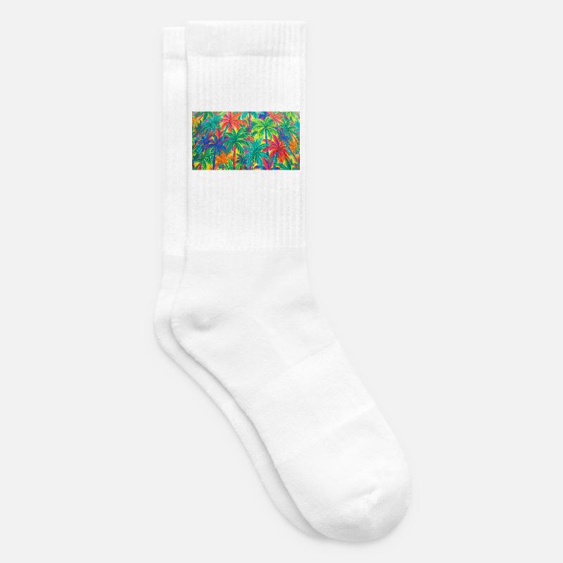 Palm Trees Tropical Pattern - Tennis socks - white