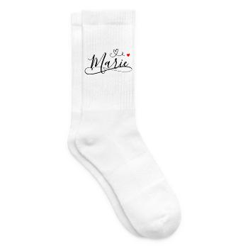 Marie Name Vorname mit Herzdekor - Tennissocken - Weiß - Rechts
