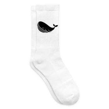 Whale silhouette minimalist sea motif - Tennis socks - white - Right