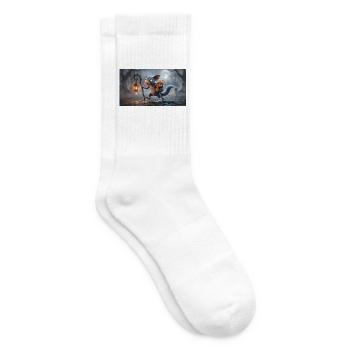 Funny Fluffy Halloween Creature Carrying Lantern a - Tennissocken - Weiß - Rechts
