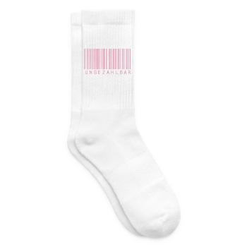 Barcode Rosa "UNBEZAHLBAR"  - Tennissocken - Weiß - Rechts
